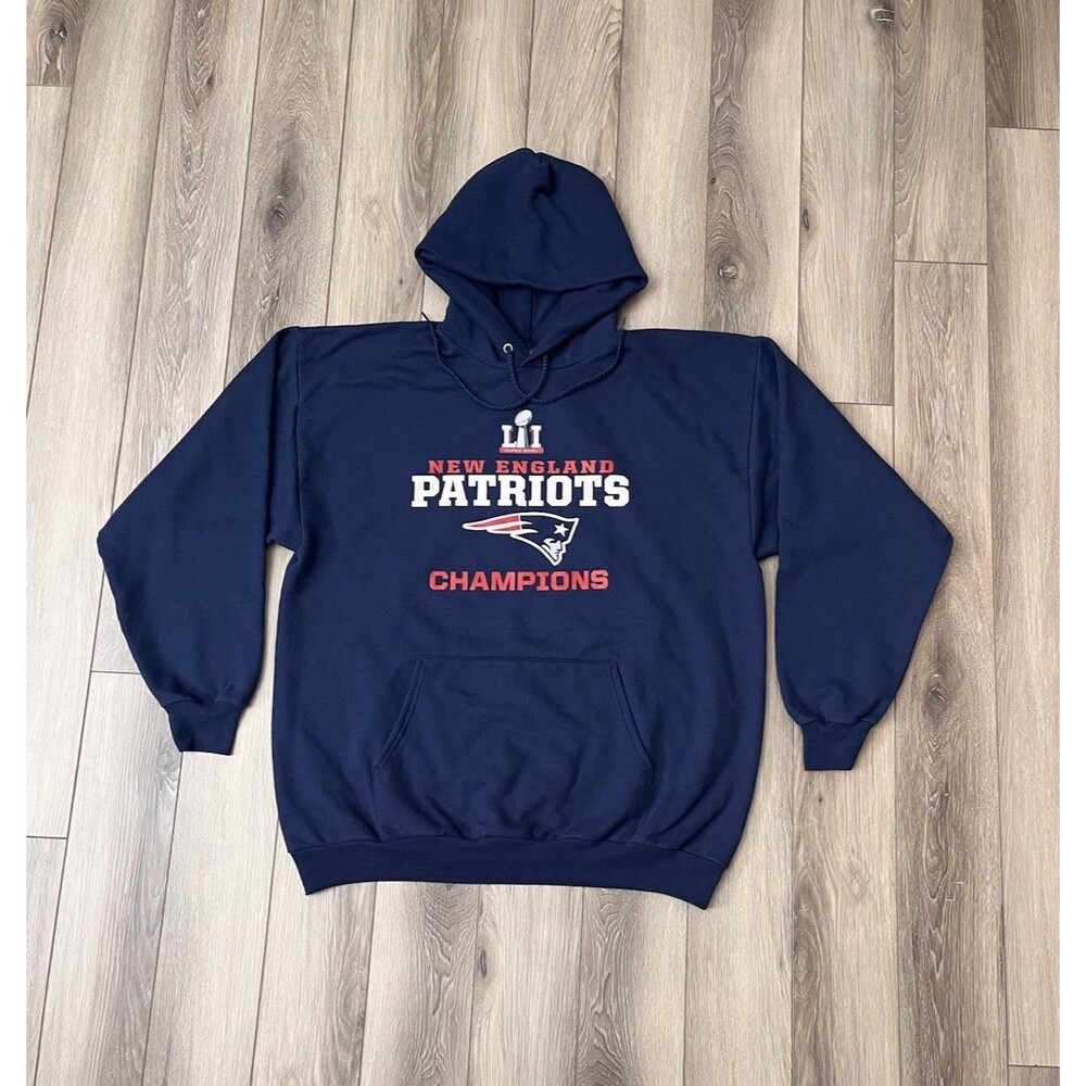 New England Patriots LII Champions Blue Pullover Hoodie XL Port & Comp Classic